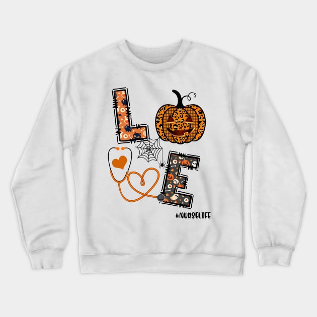 Love Nurse Pumpkin Leopard Fall Halloween Thanksgiving Women T-Shirt Crewneck Sweatshirt by WoowyStore